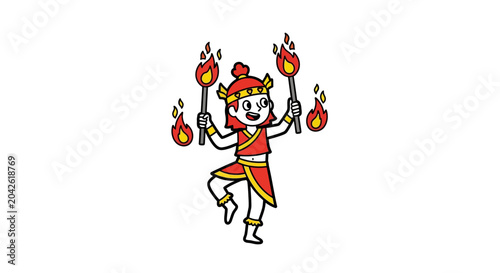 Photos Circus performer juggling flaming torches with energy and excitement