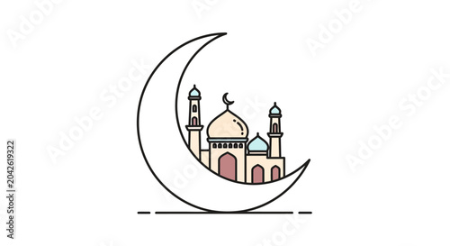 Фотография Mosque on crescent moon symbol.