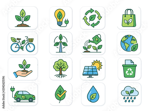 Cuadro en lienzo Eco Friendly Sustainability Icons Set for Environmental Projects