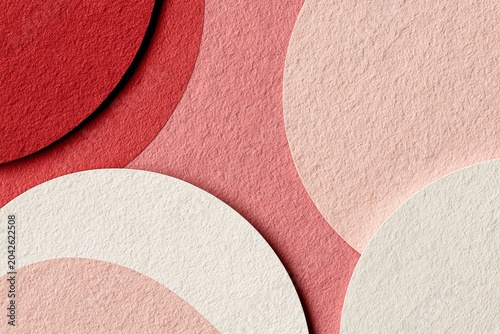 Modern abstract background with overlapping geometric circles in dusty red tones