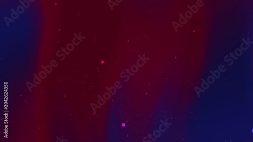 Blue and red flickering particles over dark wave background