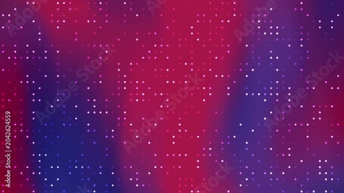 Blue and red flickering dots on a dark digital background