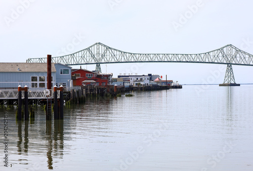 Astoria, Oregon: View of the waterfront with the iconic Astoria-Megler bridge.