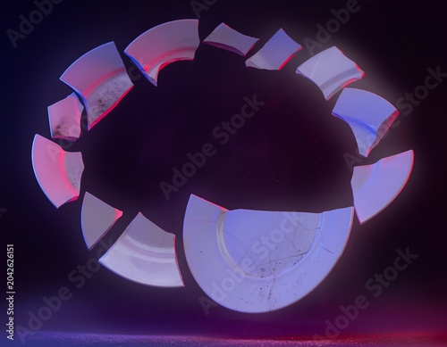 Abstract Circular Technology Concept with Glowing Broken Ring Structure