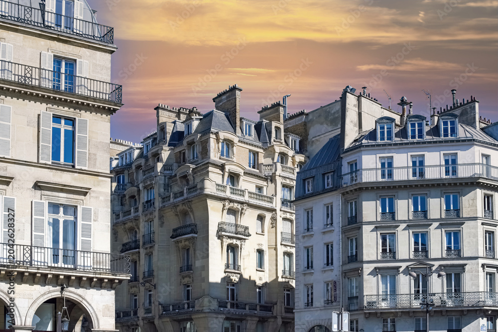 Fototapeta premium Paris, beautiful buildings rue de Rivoli, in the historic center