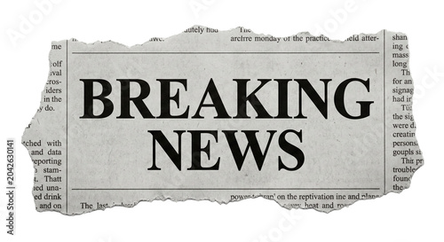 Breaking news newspaper cut isolated transparent background