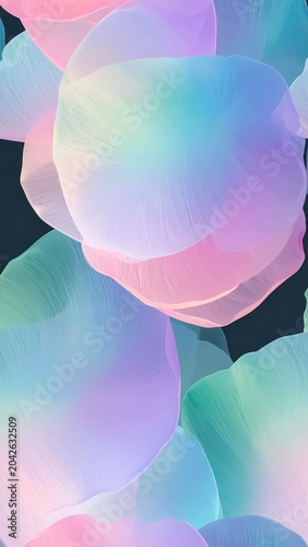 Serene abstract background featuring soft, translucent, pastel-colored flowing shapes, evoking a dreamy and ethereal mood perfect for contemporary design projects