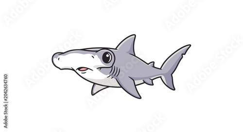 Fotografie Cartoon shark with big eyes swimming.