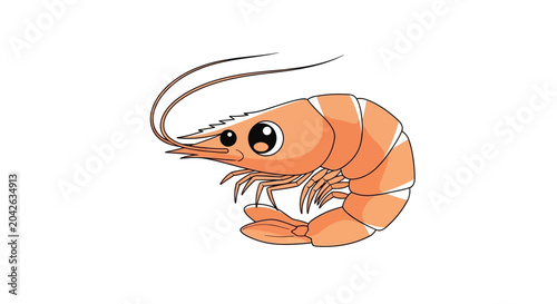 Obraz na płótnie Cartoon Shrimp Closeup Side View.