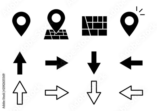 地図アイコンセット　マップ　位置情報　案内　ベクターイラスト