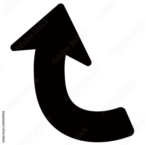 Bold Up Curved Arrow Icon for Direction and Navigation Concept