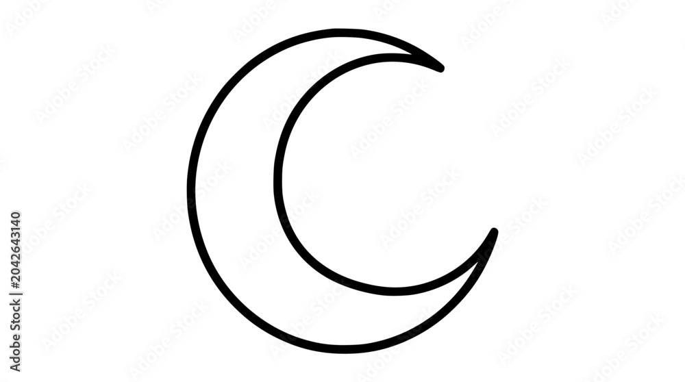 Fototapeta premium Crescent Moon Outline Icon