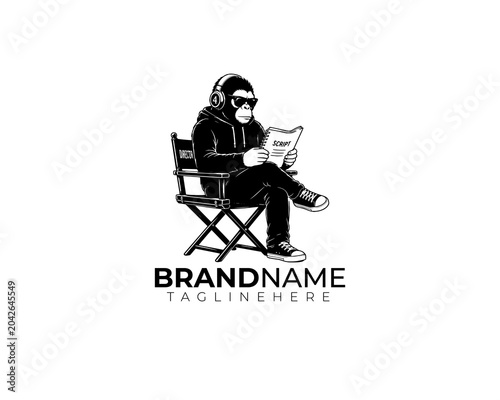 Black and White Monkey Film Director Reading Script Logo