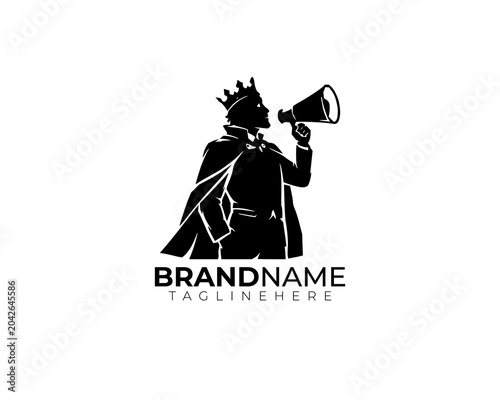 Black and White King with Megaphone Logo