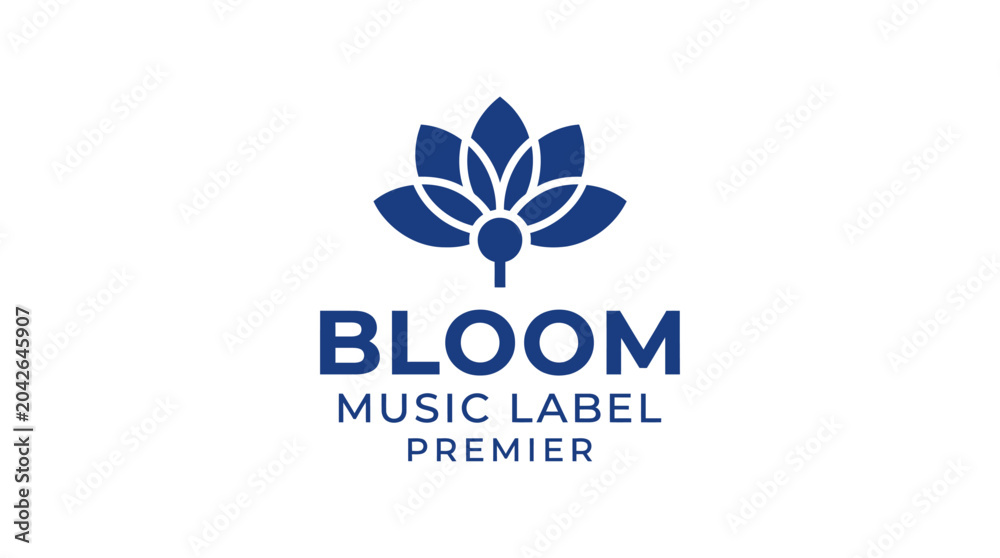 Obraz premium Blue lotus flower logo with text 
