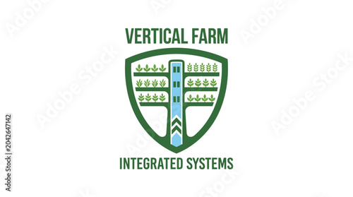 Canvastavla Vertical farm integrated systems logo with green shield and plant illustration