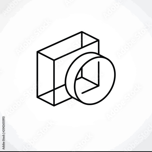 Bilde på lerret Isometric outline of a box with a circle containing a checkmark keywords: isomet