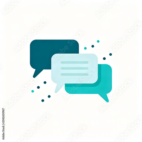 Three stylized speech bubbles representing digital communication, chat, and online discussion.