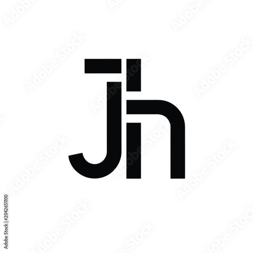 Cuadro en lienzo Black monogram combining letters j and h on white keywords: j, h, letters, alpha
