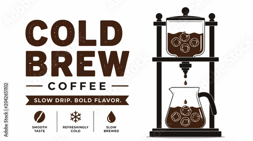 Cold brew coffee maker illustration with text 