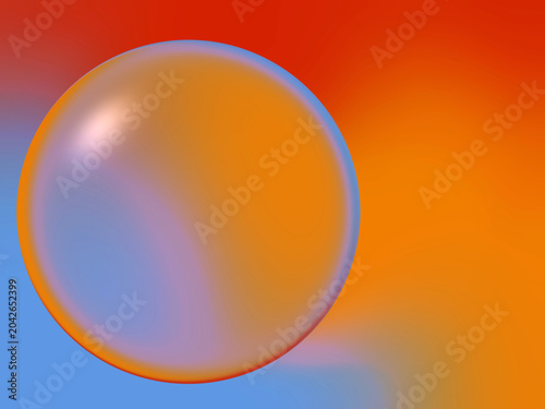 Surreal Glass Sphere on Vibrant Orange Gradient Background with Dreamy Reflections