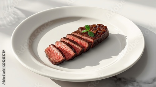 Juicy Grilled Beef Steak Served on Plate Ready to Eat