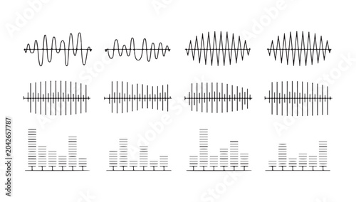 Quadro em tela Audio wave forms set
