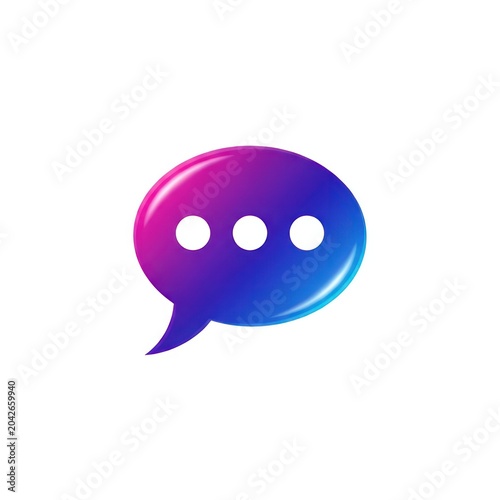 Glossy purple and blue gradient chat bubble icon