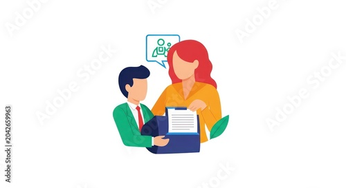 Business professionals organizing documents in a filing cabinet