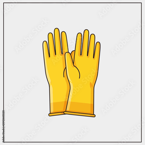 Yellow Rubber Gloves Illustration