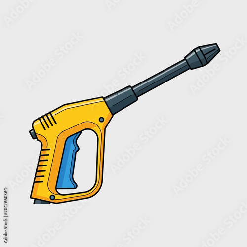 Yellow Pressure Washer Gun Isolated on Gray Background