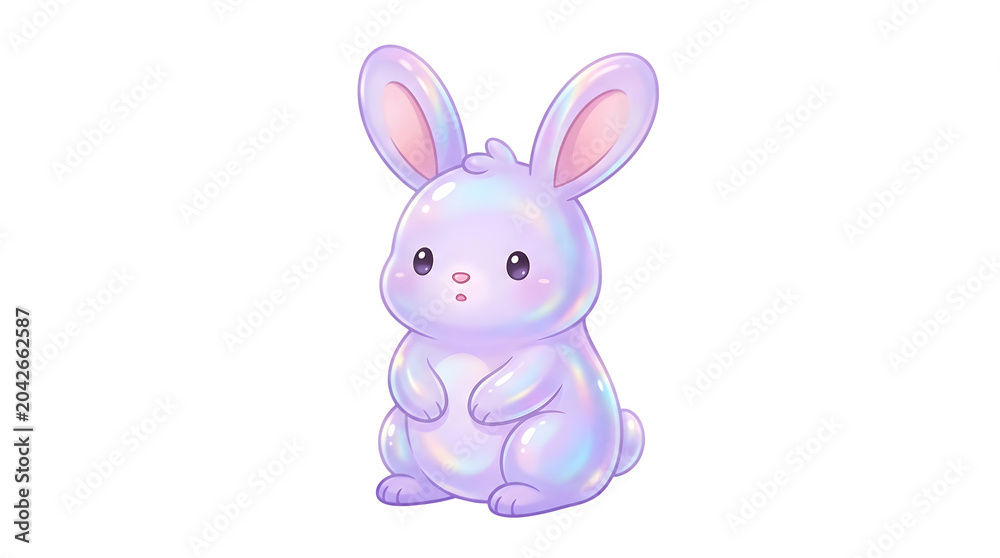Obraz premium Cute purple bunny isolated on transparent background