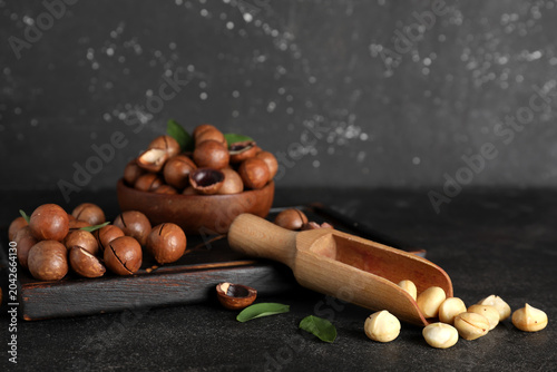 Wooden bowl and board with ...