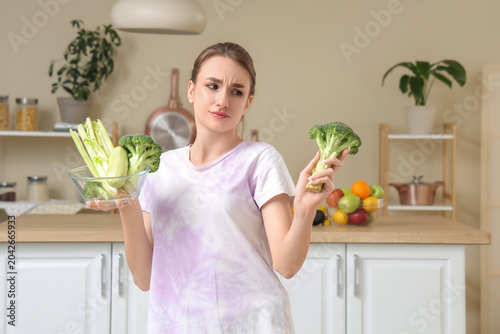 Displeased young woman with...
