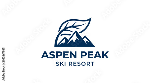 Mountain and leaf logo for Aspen Peak ski resort