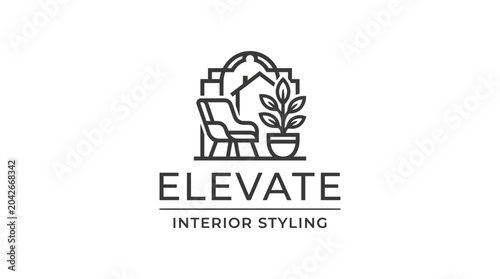 Cuadro en lienzo Minimalist line art logo for interior styling service