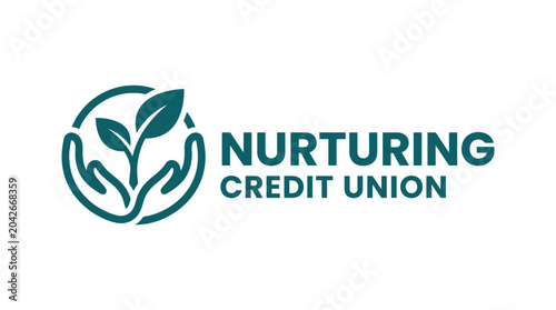 Fotografie Vector logo of a nurturing sprout held by caring hands inside a circle, representing growth and financial support