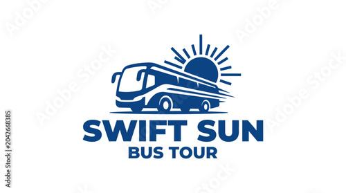 Schilderij op canvas Bus tour graphic element with sun and speed lines, vector illustration