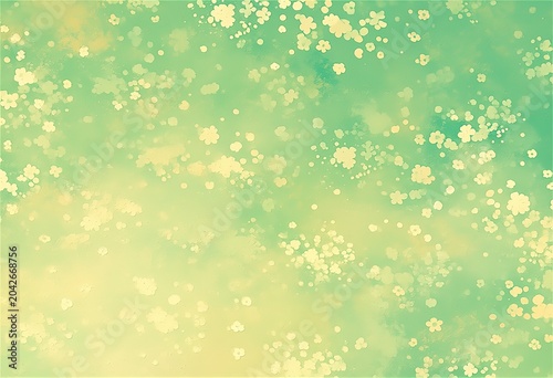 Textured Watercolor Pastel Background Green Light Yellow Blend Small Rounded White Yellow Tiny Petals