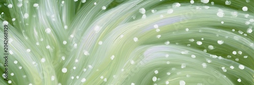 Textural Abstract Soft Green Curved Brushstrokes Primary Pattern Small Soft White Dots Scattered Over