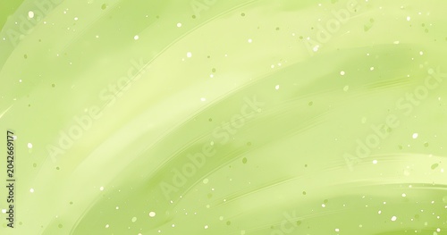 Digitally Painted Abstract Soft Muted Greens Pale Lime To Sage Broad Curved Brushstrokes White Light Green Dots