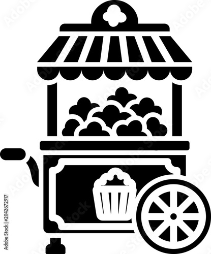Popcorn Cart Glyph Icon