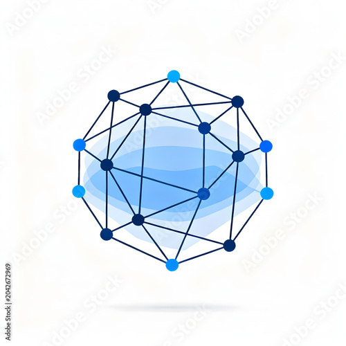 Abstract blue network sphere with interconnected nodes and lines, representing data and technology concepts.
