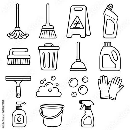 Foto A toolkit for cleanliness: Essential items for maintaining a spotless environment