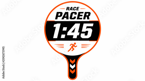 Photos Race pacer sign with 1:45 time and running figure graphic element, isolated on white