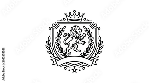 Schilderij op canvas Lion Crest Emblem With Crown.