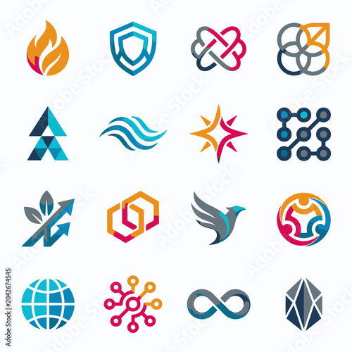 Fotografía Collection of various geometric logos.