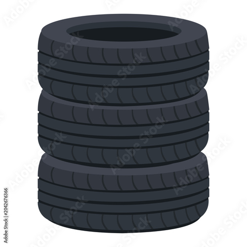 Large Tire Stack For Automotive Mechanic Garage Illustration