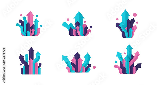 Photos Colorful abstract shapes and arrows rising.