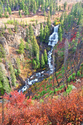 Undine Falls on an autumn day in Yellowstone National Park of Wyoming
